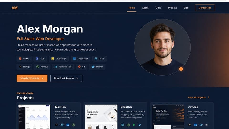 Personal Portfolio website mockup