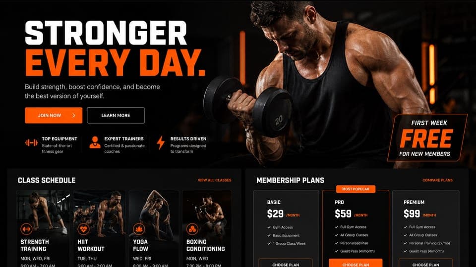 Gym Website website mockup