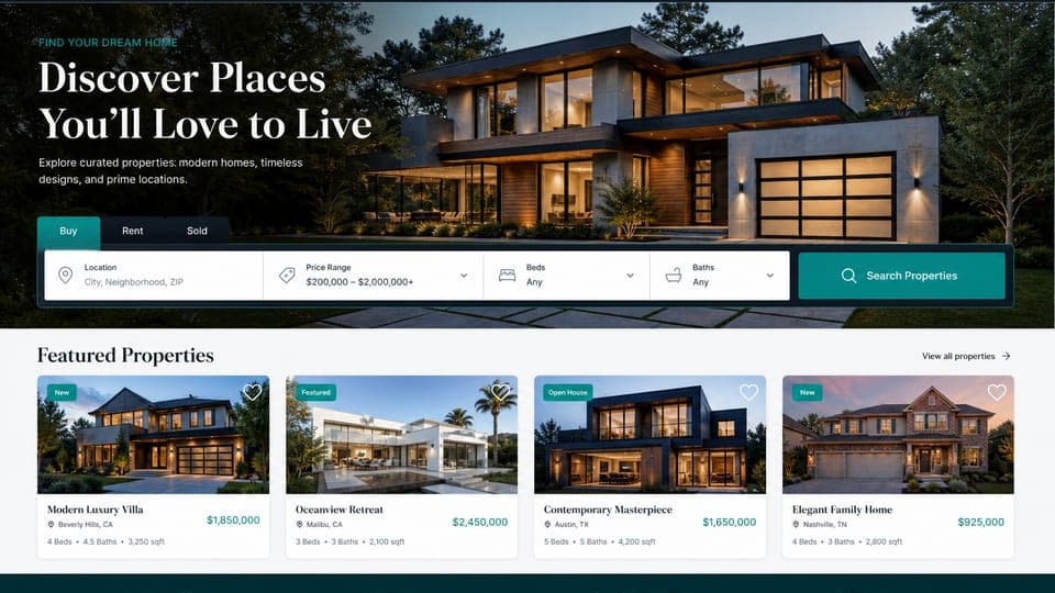 Real Estate Website website mockup